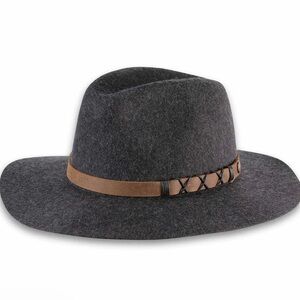 Pistil Soho Wide Brim Wool Felt Hat Charcoal Gray Tan Band One Size